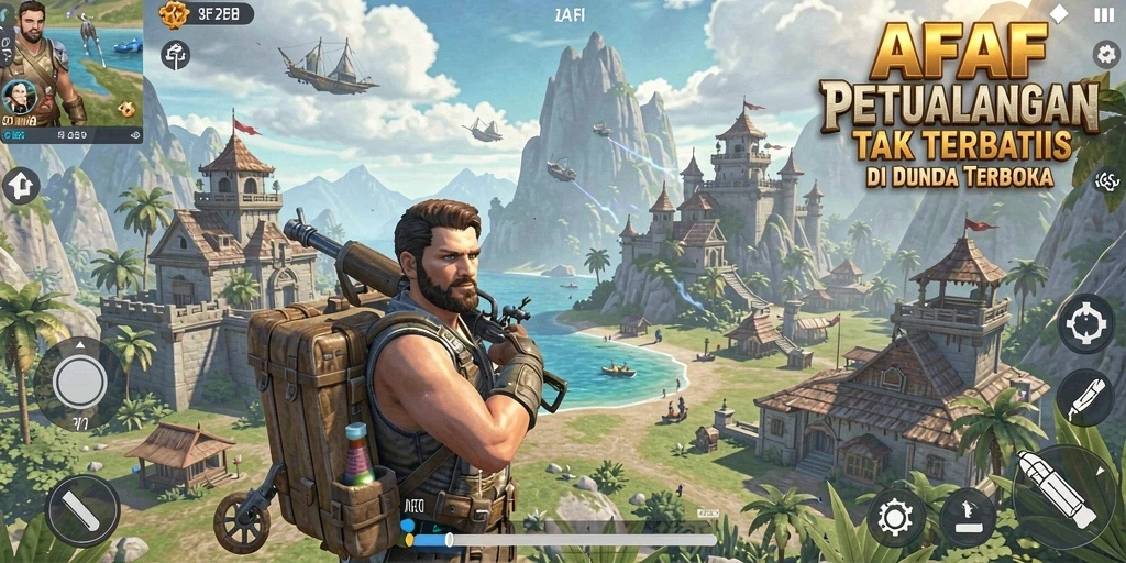 Screenshot gameplay AFAF menampilkan petualangan seru di dunia terbuka.