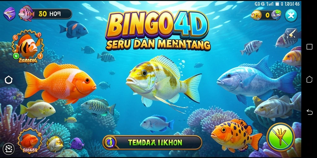 Tampilan seru gameplay BINGO4D saat berburu ikan.