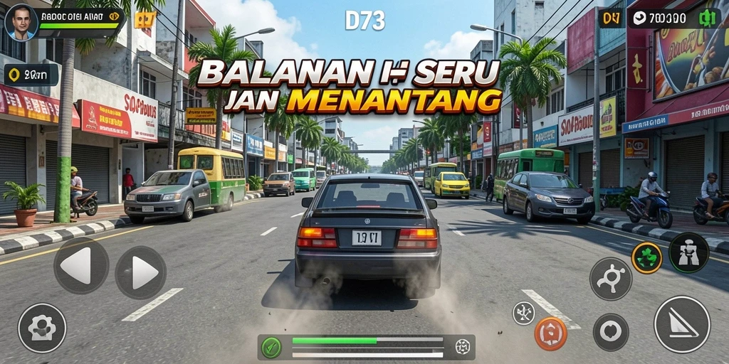 Tampilan gameplay balapan seru di D73 dengan kendaraan yang memukau.