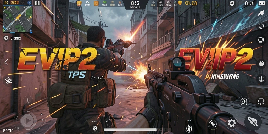 Tangkapan layar gameplay <strong>EVIP2</strong> menunjukkan aksi pertempuran yang intens.