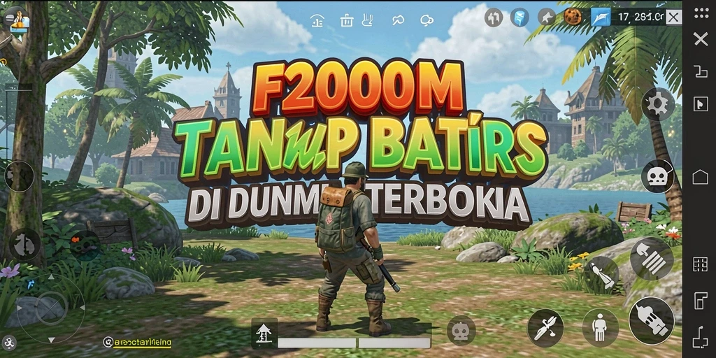 Tangkapan layar dari gameplay F200M dengan pemandangan dunia terbuka.