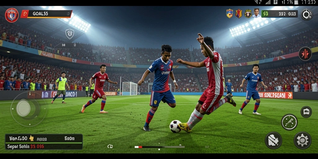 Tampilan gameplay seru di lapangan sepak bola GOAL55.