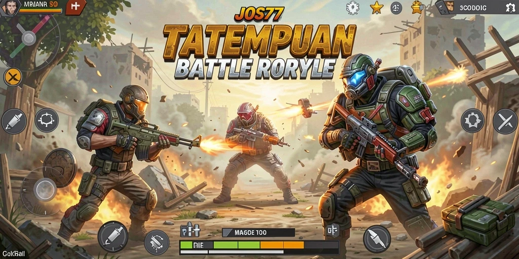 Cuplikan gameplay JOS77 memperlihatkan pertempuran intens di arena Battle Royale.
