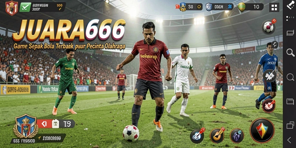 Screenshot gameplay JUARA666 menampilkan momen menarik di lapangan sepak bola.