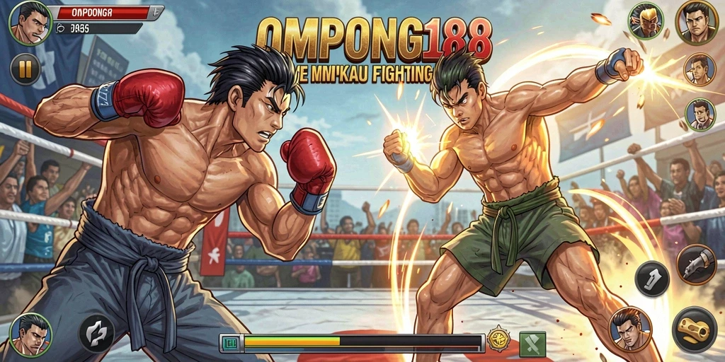 Tampilan gameplay OMPONG188 yang penuh aksi dan kekuatan pertarungan.