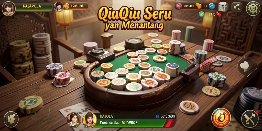 Screenshot gameplay RAJAPOLA yang menampilkan serunya bermain QiuQiu.