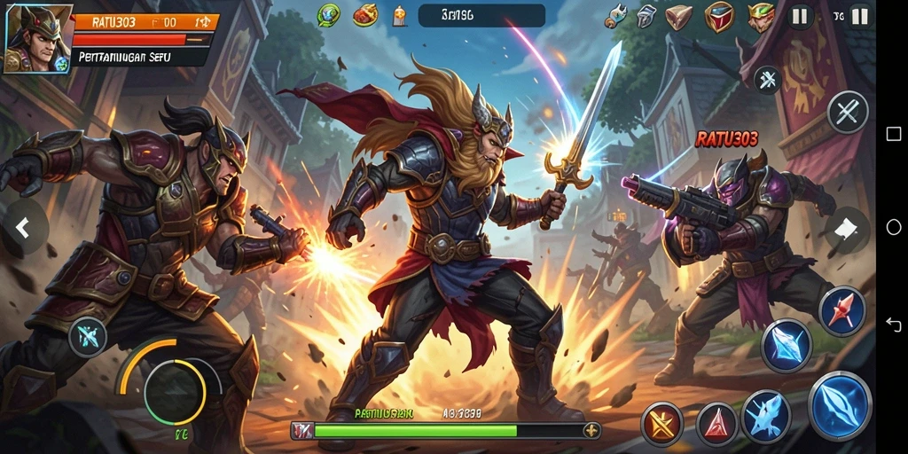 Cuplikan gameplay menampilkan pertarungan action yang mendebarkan di RATU303.
