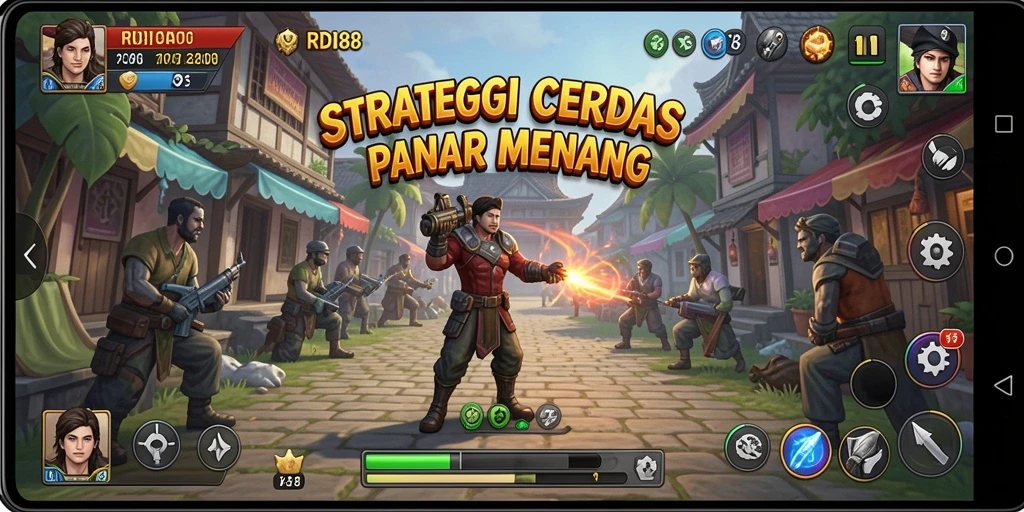 Screenshot gameplay menunjukkan strategi pertempuran yang mendebarkan.