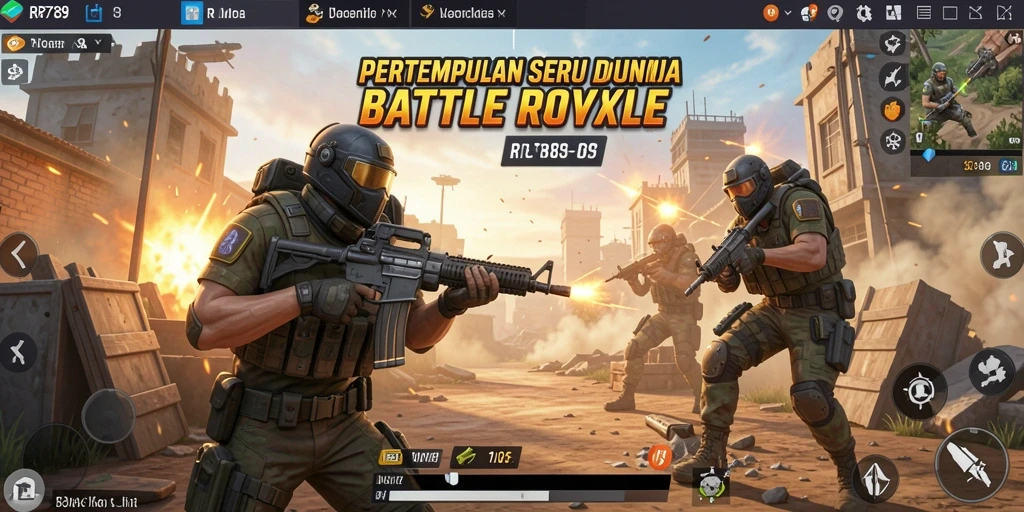 Tampilan mendebarkan dari gameplay Battle Royale RR789.
