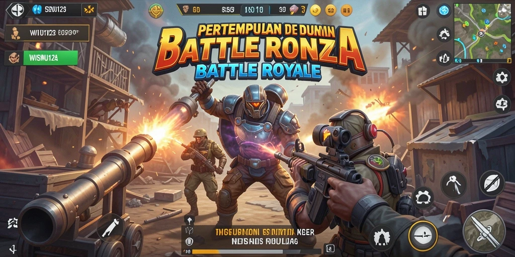 Tampilan gameplay epik WISNU123 dalam aksi Battle Royale.