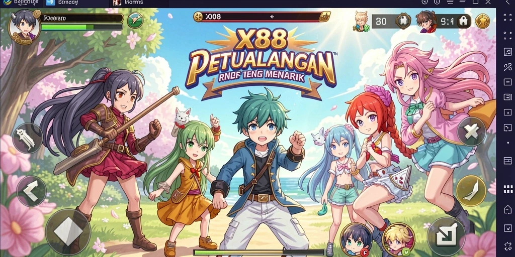 Screenshot utama X88 menampilkan pertarungan karakter Anime yang dinamis dan menarik.